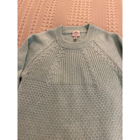 St John’s Bay Sweater Crewneck Cable Knit Size XL Mint Green Silver Sparkle - Picture 2 of 9